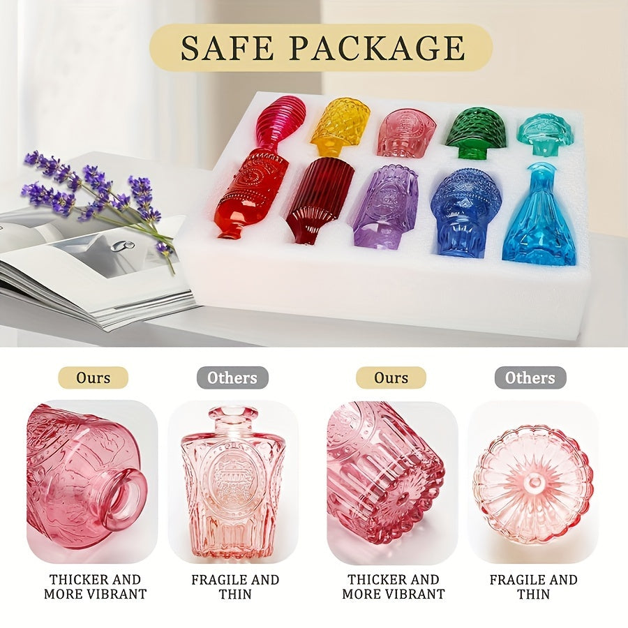 10pcs Vintage Embossed Glass Vase Set