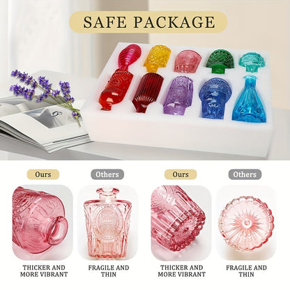 10pcs Vintage Embossed Glass Vase Set