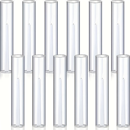 12 Hurricane Candle Holders – Glass Cylinders with Polished Metal