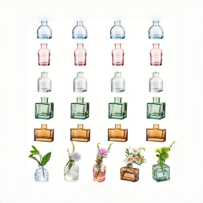 20pcs Colorful Mini Glass Vases – Modern Bud Vases for Wedding Centerpieces