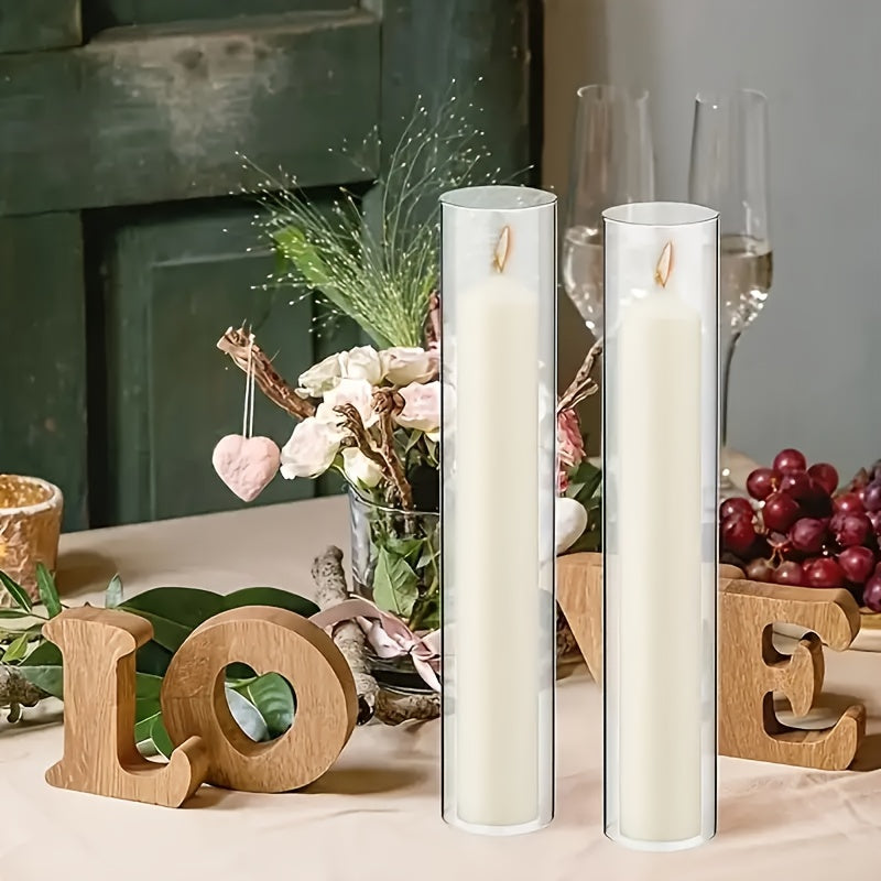 12 Hurricane Candle Holders – Glass Cylinders with Polished Metal