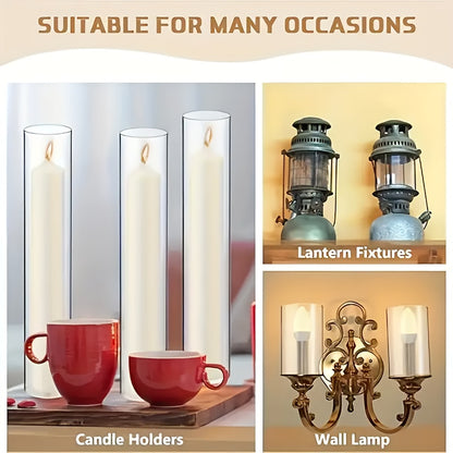 12 Hurricane Candle Holders – Glass Cylinders with Polished Metal