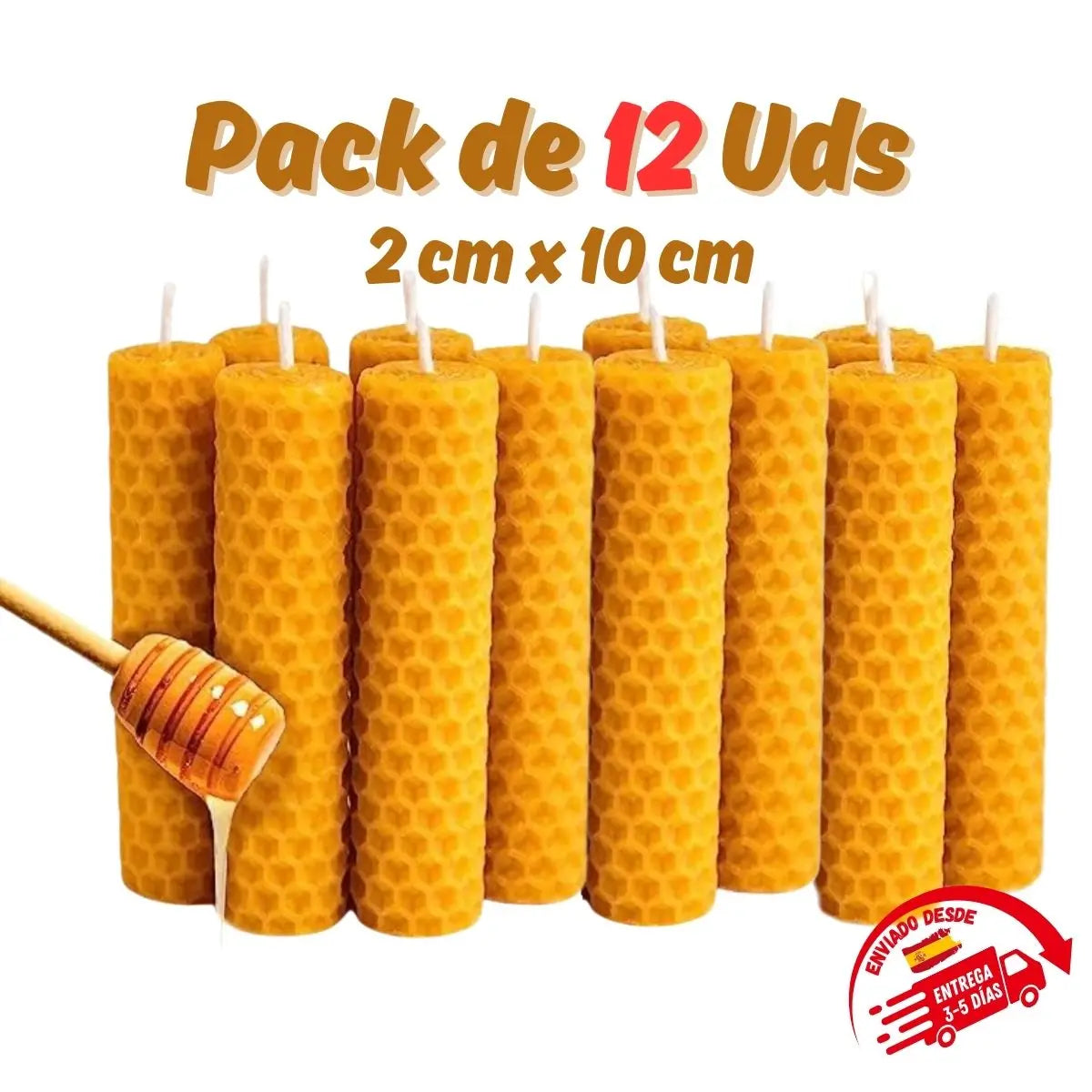 12-Pack Handmade Beeswax Candles