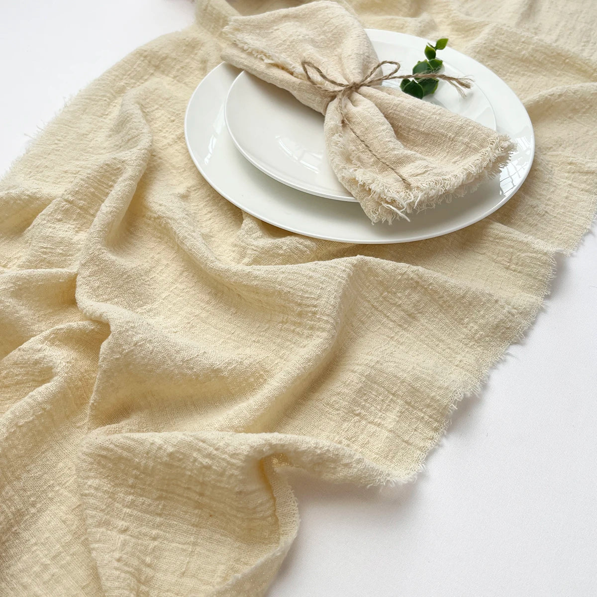 Warm & Romantic Cotton Gauze Table Runner