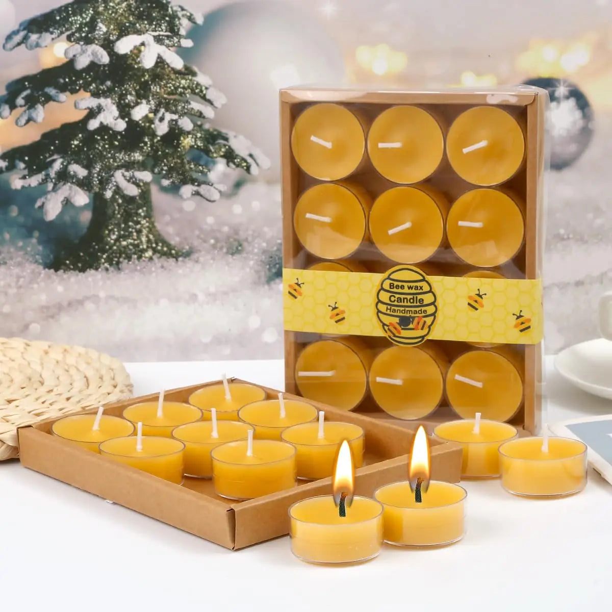 12-36 Pcs - Handmade Beeswax Tealight Candles