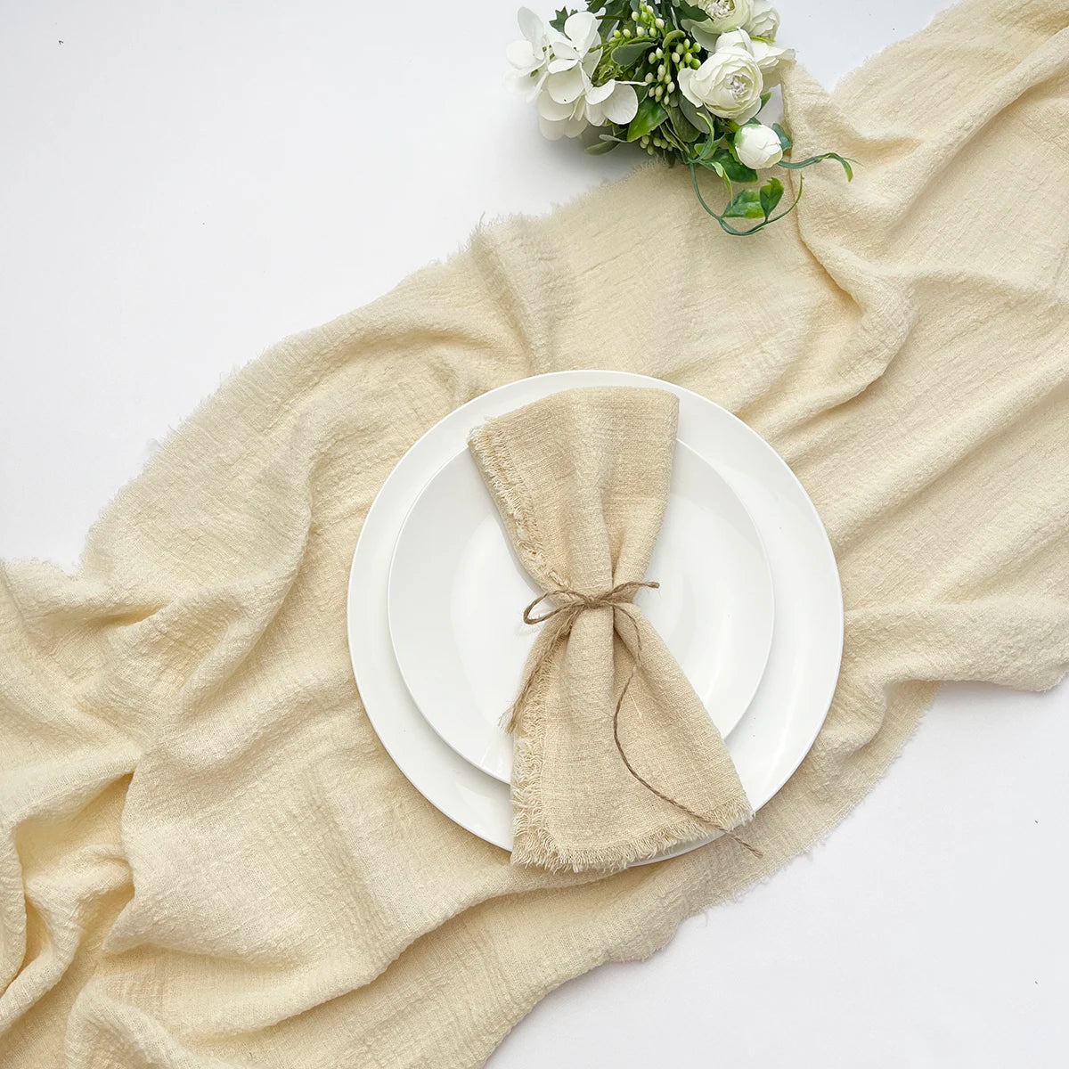 Warm & Romantic Cotton Gauze Table Runner