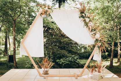 Hexagon Wooden Wedding Arch (245 x 210 cm) - Base Included