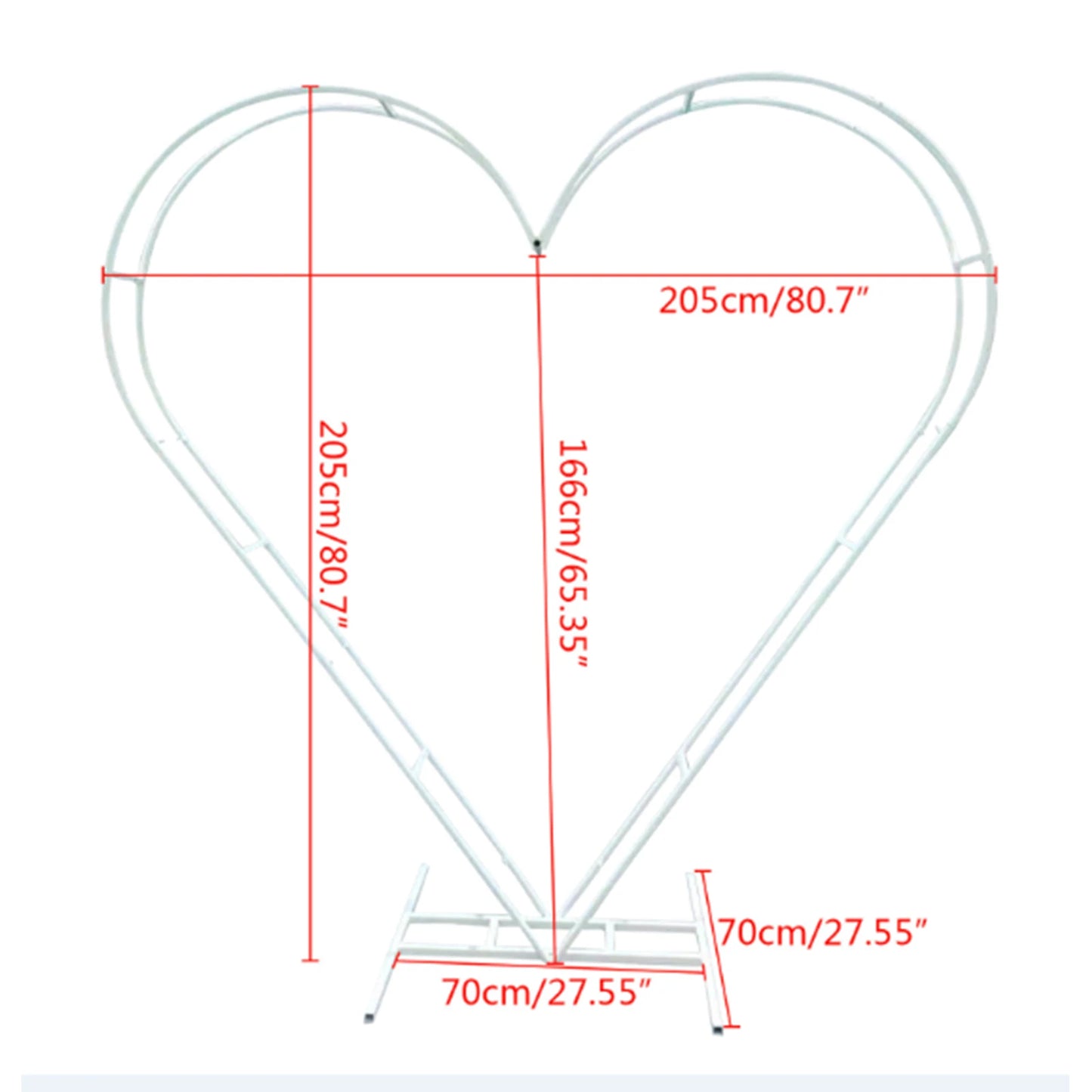 Arco de boda blanco en forma de corazón