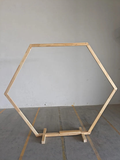 Hexagon Wooden Wedding Arch (245 x 210 cm) - Base Included