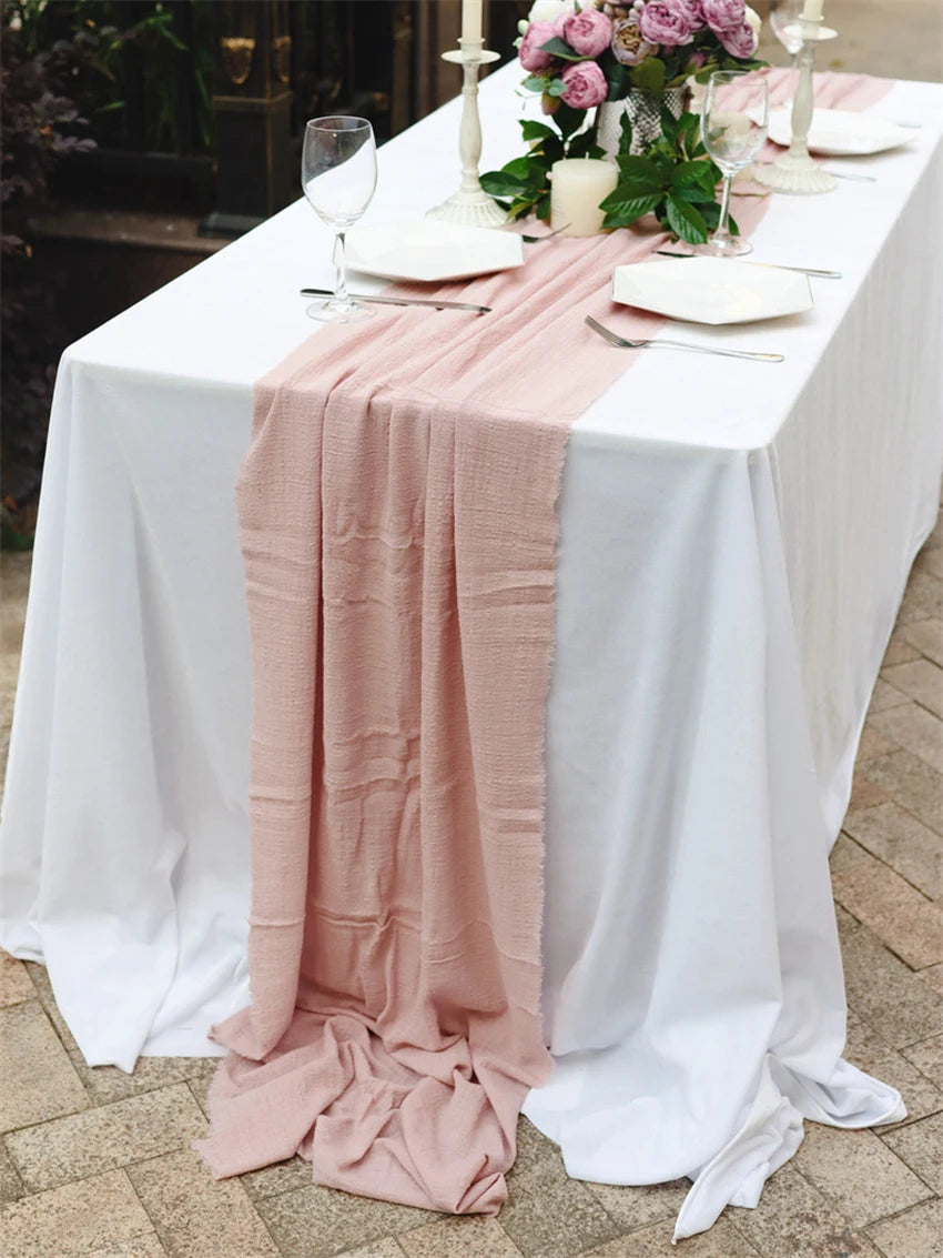 Warm & Romantic Cotton Gauze Table Runner