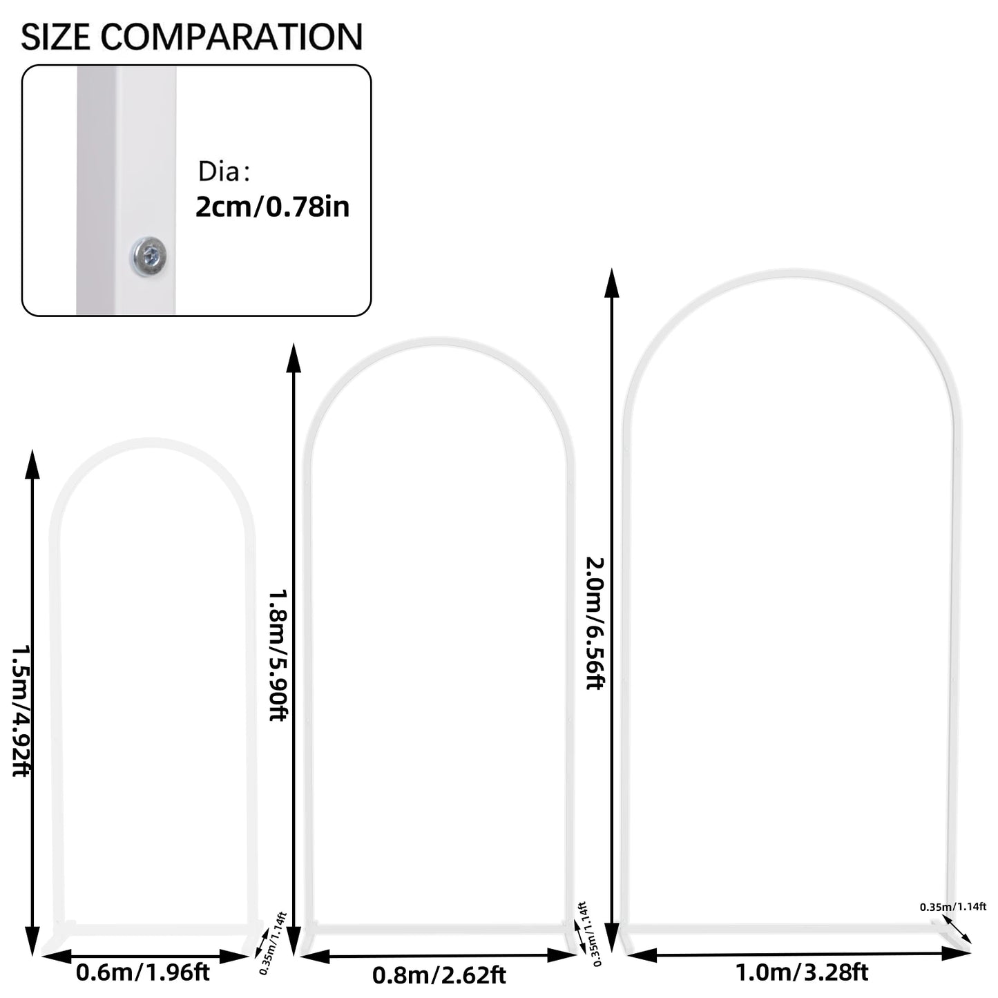 Set of 3 Metal Arch Backdrop Stands