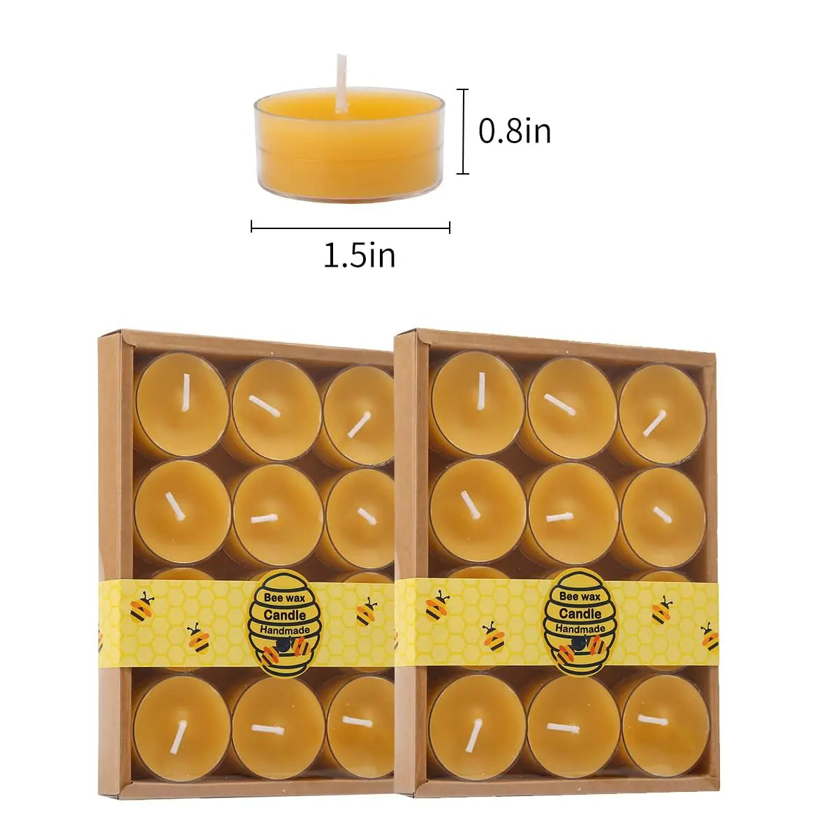 12-36 Pcs - Handmade Beeswax Tealight Candles