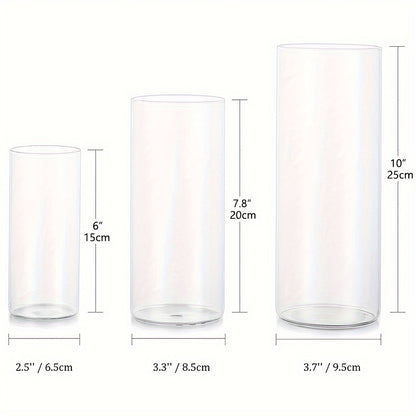 Set of 6 Tall Glass Cylinder Vases